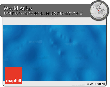 Physical 3D Map of the Area around 13° 24' 15" S, 116° 31' 30" E