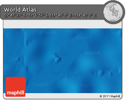 Physical 3D Map of the Area around 13° 24' 15" S, 118° 13' 29" E