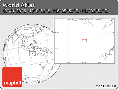 Blank Location Map of the Area around 13° 24' 15" S, 119° 4' 29" E