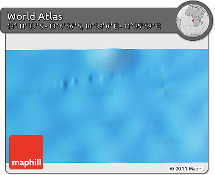 Shaded Relief 3D Map of the Area around 13° 24' 15" S, 11° 7' 30" E