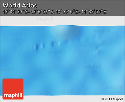 Shaded Relief 3D Map of the Area around 13° 24' 15" S, 11° 7' 30" E