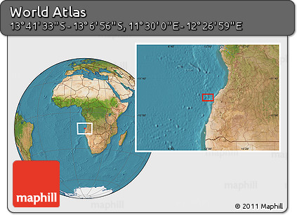 Satellite Location Map of the Area around 13° 24' 15" S, 11° 58' 29" E