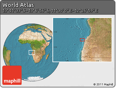 Satellite Location Map of the Area around 13° 24' 15" S, 11° 58' 29" E