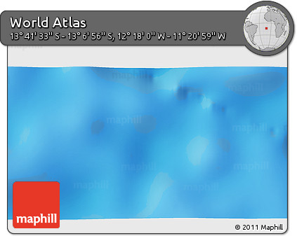 Physical 3D Map of the Area around 13° 24' 15" S, 11° 49' 29" W