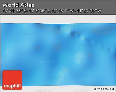 Physical 3D Map of the Area around 13° 24' 15" S, 11° 49' 29" W