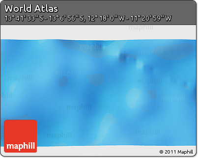 Physical 3D Map of the Area around 13° 24' 15" S, 11° 49' 29" W