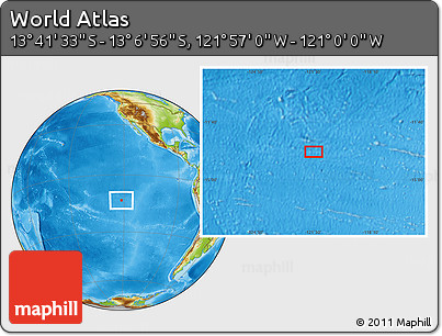 Physical Location Map of the Area around 13° 24' 15" S, 121° 28' 29" W