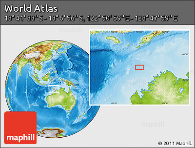 Physical Location Map of the Area around 13° 24' 15" S, 123° 19' 29" E