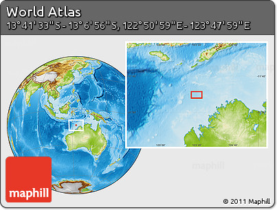 Physical Location Map of the Area around 13° 24' 15" S, 123° 19' 29" E
