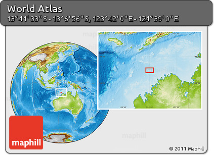 Physical Location Map of the Area around 13° 24' 15" S, 124° 10' 30" E