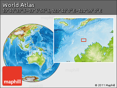 Physical Location Map of the Area around 13° 24' 15" S, 124° 10' 30" E