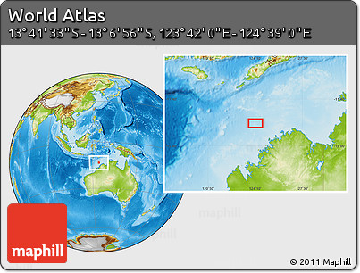 Physical Location Map of the Area around 13° 24' 15" S, 124° 10' 30" E
