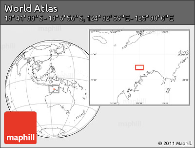Blank Location Map of the Area around 13° 24' 15" S, 125° 1' 30" E