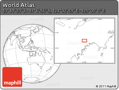 Blank Location Map of the Area around 13° 24' 15" S, 125° 1' 30" E