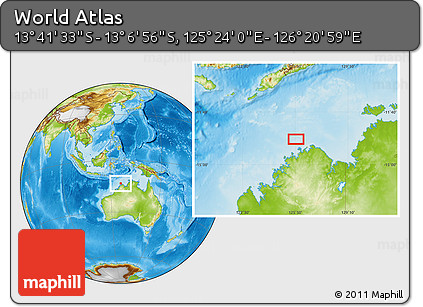 Physical Location Map of the Area around 13° 24' 15" S, 125° 52' 30" E