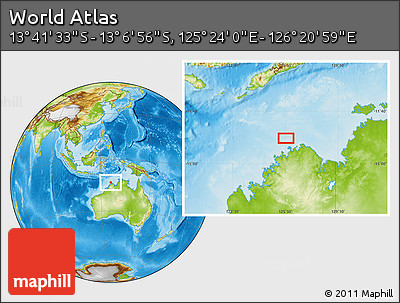Physical Location Map of the Area around 13° 24' 15" S, 125° 52' 30" E