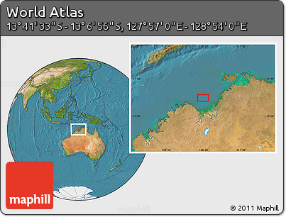 Satellite Location Map of the Area around 13° 24' 15" S, 128° 25' 30" E