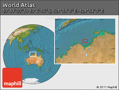 Satellite Location Map of the Area around 13° 24' 15" S, 128° 25' 30" E