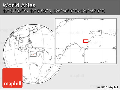 Blank Location Map of the Area around 13° 24' 15" S, 129° 16' 30" E