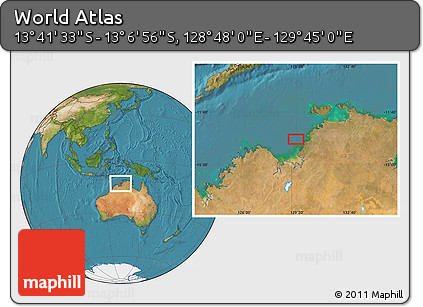 Satellite Location Map of the Area around 13° 24' 15" S, 129° 16' 30" E