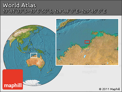 Satellite Location Map of the Area around 13° 24' 15" S, 129° 16' 30" E