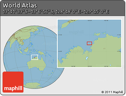 Savanna Style Location Map of the Area around 13° 24' 15" S, 129° 16' 30" E