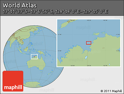 Savanna Style Location Map of the Area around 13° 24' 15" S, 129° 16' 30" E