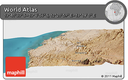Satellite Panoramic Map of the Area around 13° 24' 15" S, 12° 49' 29" E