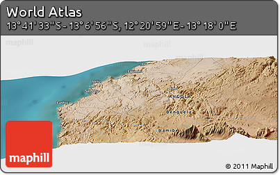 Satellite Panoramic Map of the Area around 13° 24' 15" S, 12° 49' 29" E