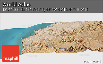 Satellite Panoramic Map of the Area around 13° 24' 15" S, 12° 49' 29" E