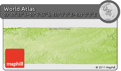 Physical Panoramic Map of the Area around 13° 24' 15" S, 133° 31' 30" E