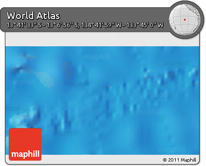 Physical 3D Map of the Area around 13° 24' 15" S, 134° 13' 29" W