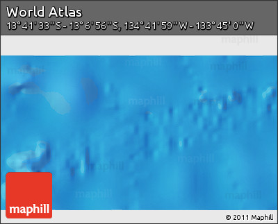 Physical 3D Map of the Area around 13° 24' 15" S, 134° 13' 29" W