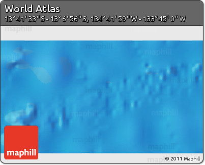 Physical 3D Map of the Area around 13° 24' 15" S, 134° 13' 29" W