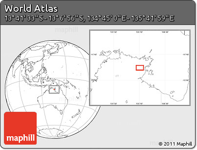 Blank Location Map of the Area around 13° 24' 15" S, 135° 13' 29" E