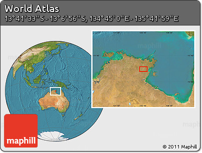 Satellite Location Map of the Area around 13° 24' 15" S, 135° 13' 29" E