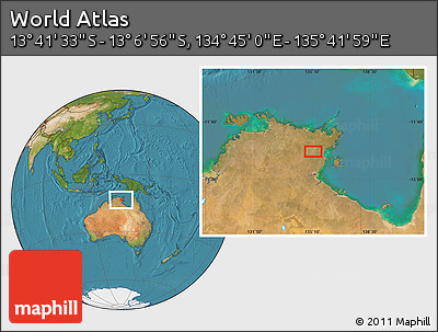 Satellite Location Map of the Area around 13° 24' 15" S, 135° 13' 29" E