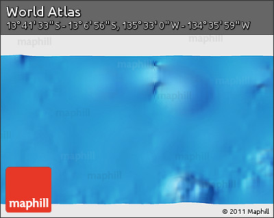 Physical 3D Map of the Area around 13° 24' 15" S, 135° 4' 29" W