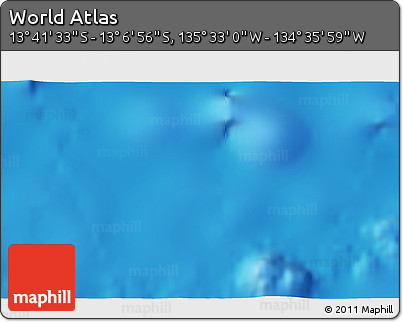 Physical 3D Map of the Area around 13° 24' 15" S, 135° 4' 29" W