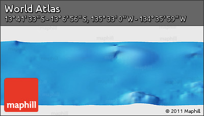 Physical Panoramic Map of the Area around 13° 24' 15" S, 135° 4' 29" W