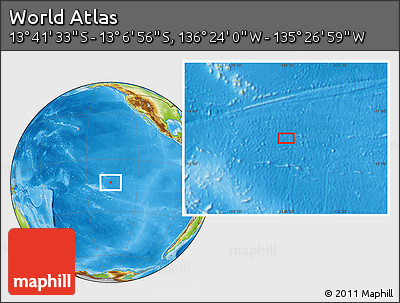 Physical Location Map of the Area around 13° 24' 15" S, 135° 55' 30" W