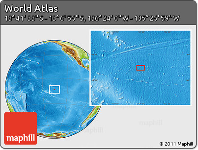 Physical Location Map of the Area around 13° 24' 15" S, 135° 55' 30" W