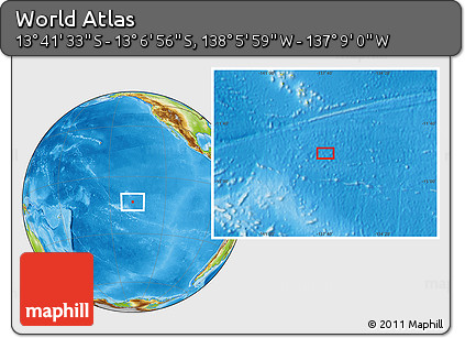 Physical Location Map of the Area around 13° 24' 15" S, 137° 37' 30" W