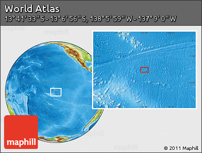 Physical Location Map of the Area around 13° 24' 15" S, 137° 37' 30" W