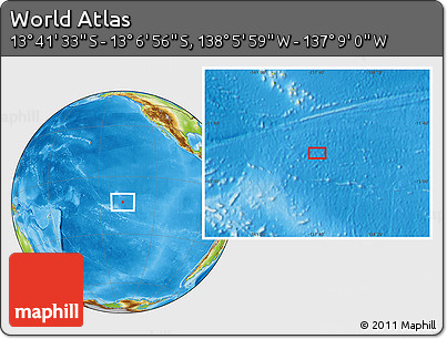 Physical Location Map of the Area around 13° 24' 15" S, 137° 37' 30" W