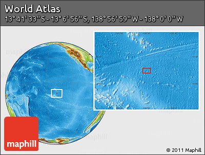 Physical Location Map of the Area around 13° 24' 15" S, 138° 28' 29" W