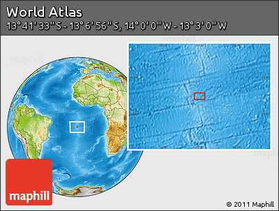 Physical Location Map of the Area around 13° 24' 15" S, 13° 31' 30" W