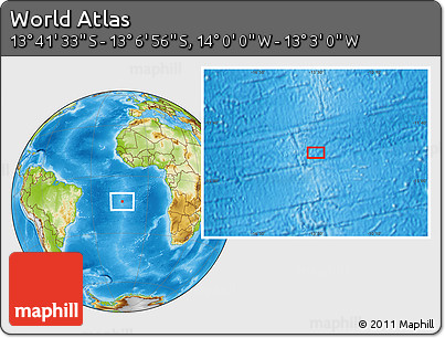 Physical Location Map of the Area around 13° 24' 15" S, 13° 31' 30" W
