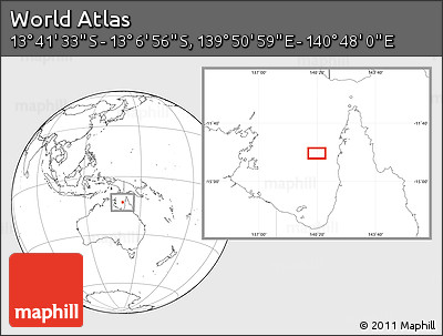 Blank Location Map of the Area around 13° 24' 15" S, 140° 19' 29" E