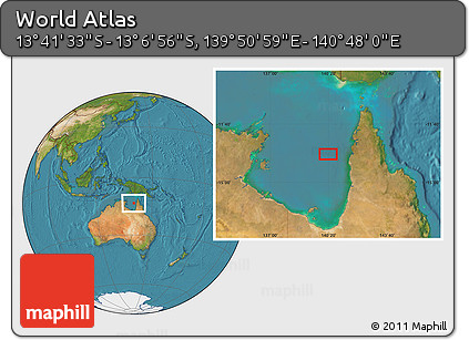 Satellite Location Map of the Area around 13° 24' 15" S, 140° 19' 29" E